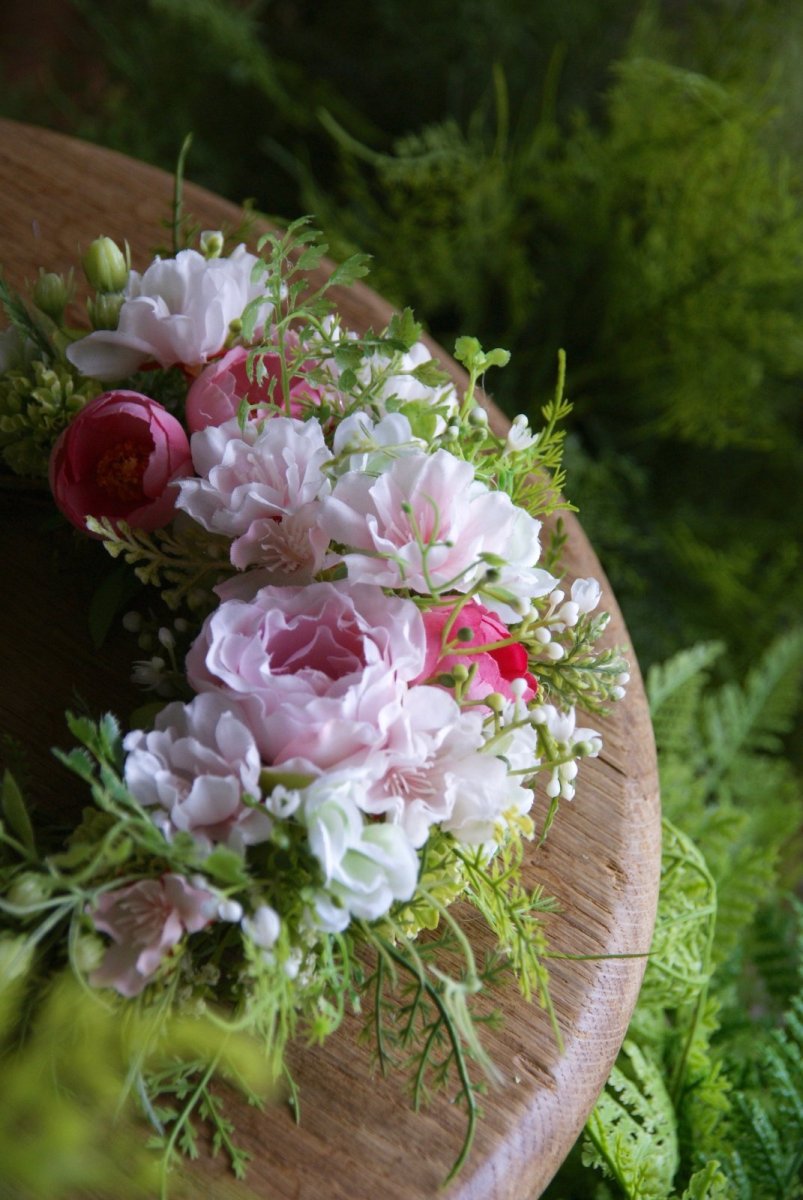 画像4: ペールピンクのオーバルリース (4)