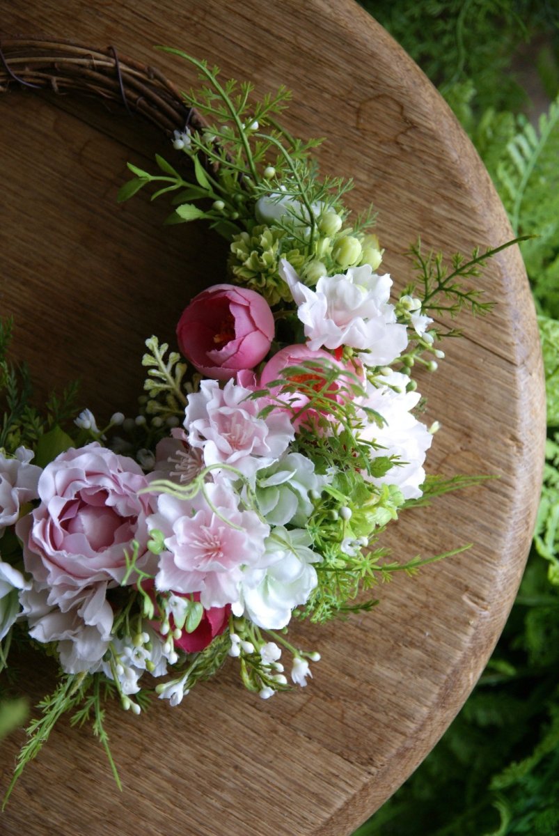 画像2: ペールピンクのオーバルリース (2)