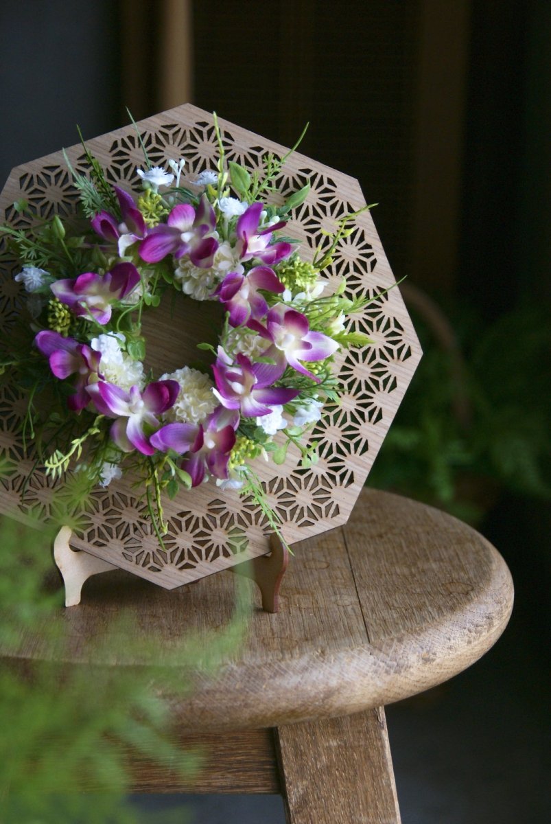 画像2: 麻の葉ウッドプレートのリース A (2)