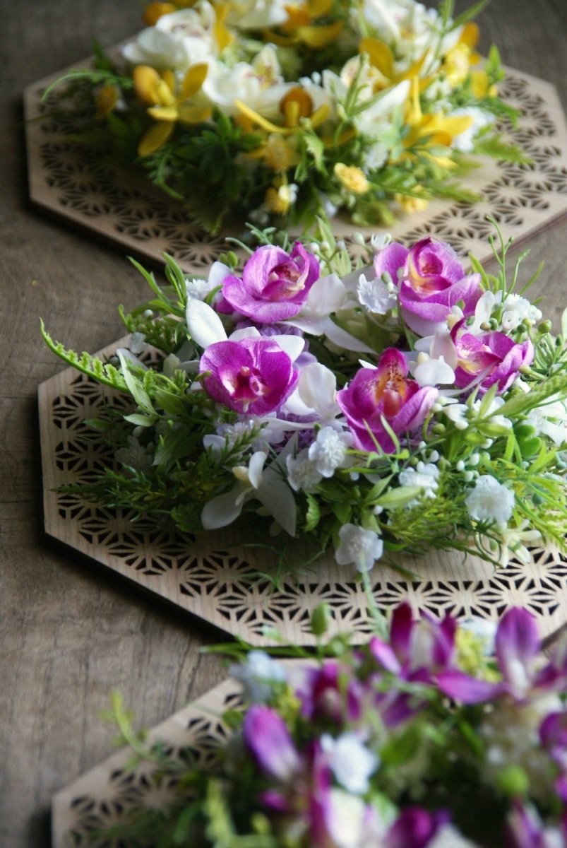 画像3: 麻の葉ウッドプレートのリース C (3)