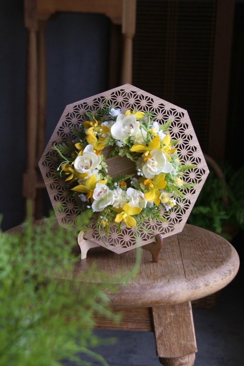 画像2: 麻の葉ウッドプレートのリース B (2)