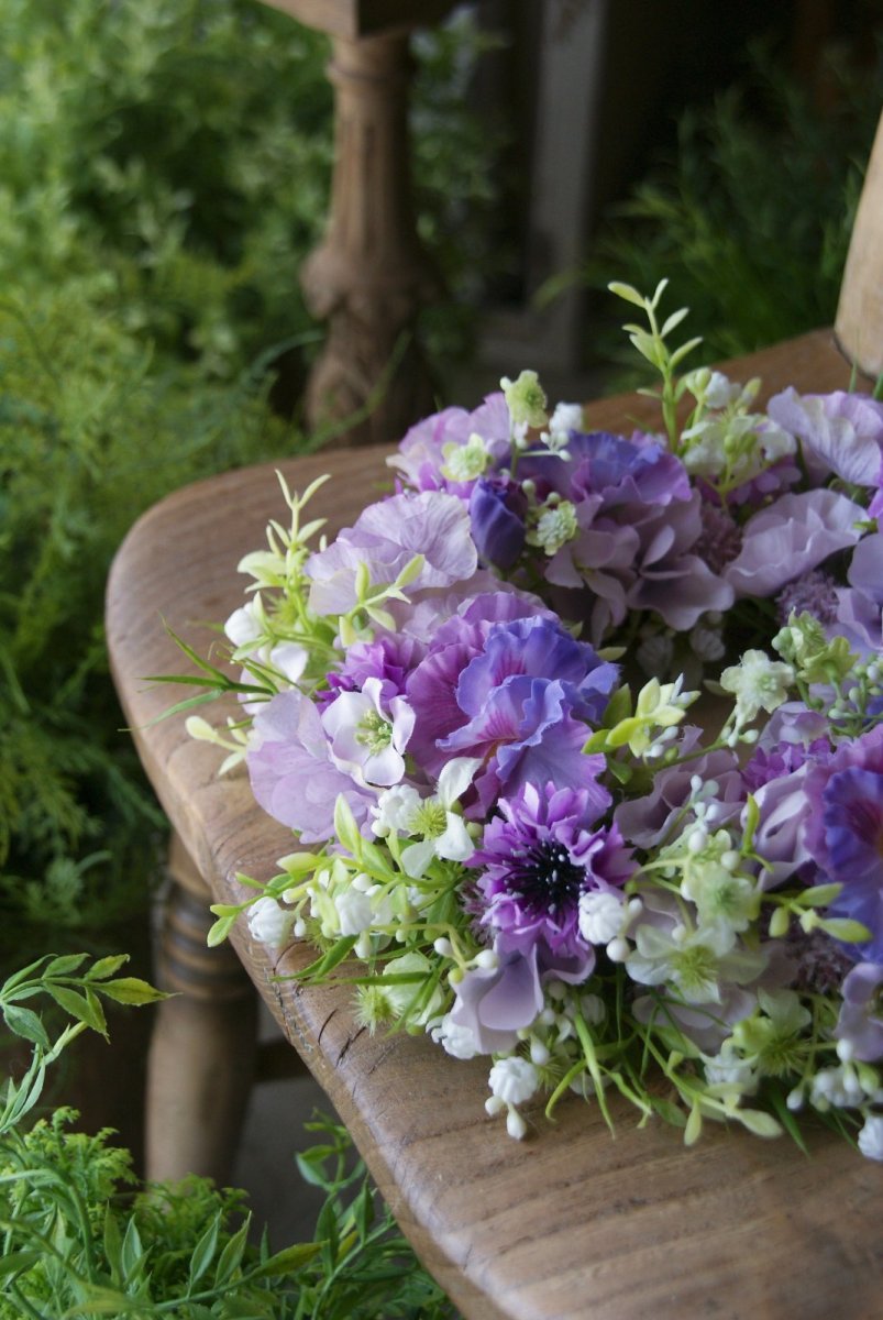 画像3: パンジーとスイトピーのリース (3)