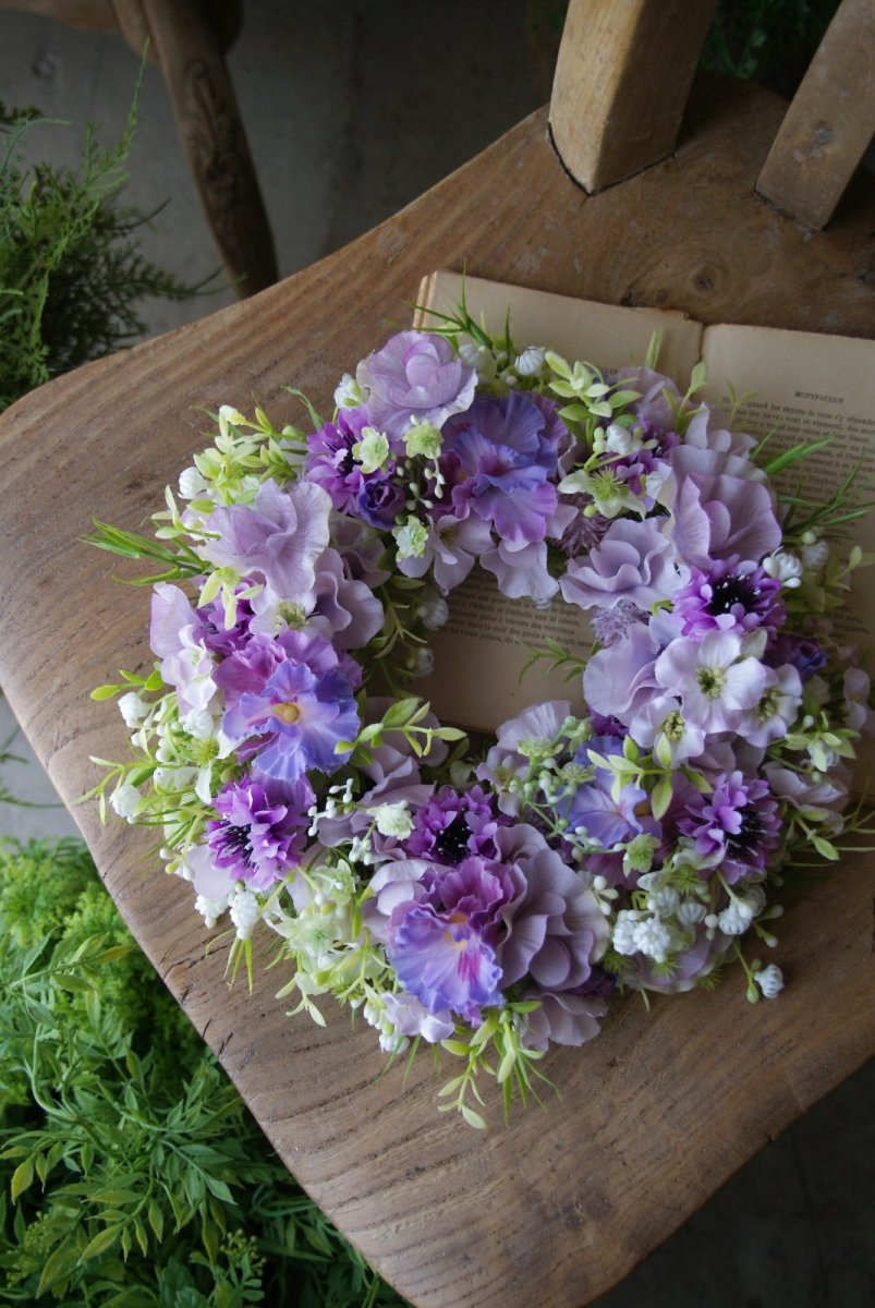 画像2: パンジーとスイトピーのリース (2)