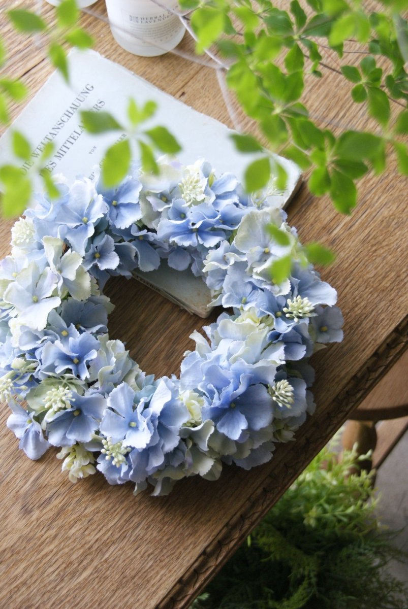 画像2: 紫陽花のリース ソフトブルーグリーン (2)