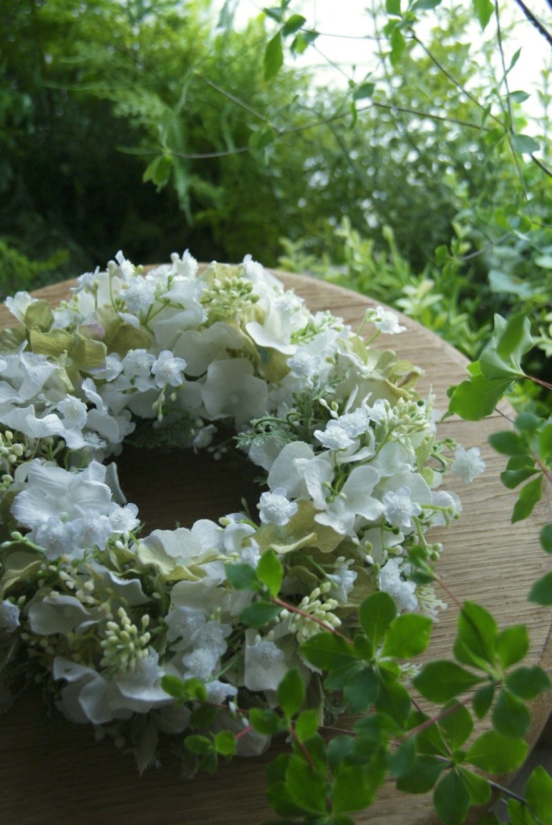 画像4: 紫陽花のリース ホワイトモーブグリーン (4)